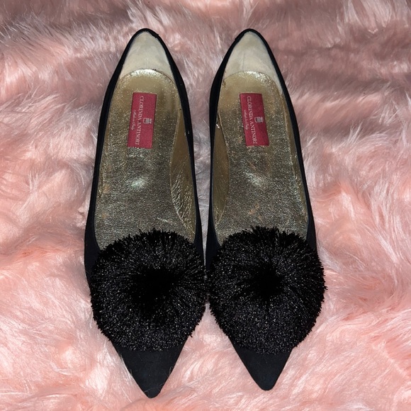 Clorinda Antinori black Pom flats - Picture 1 of 3